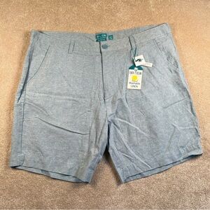 Linen Blend Shorts Men's 42 Casual Classic Blue Teal Tenth + Ocean New 8" Inseam